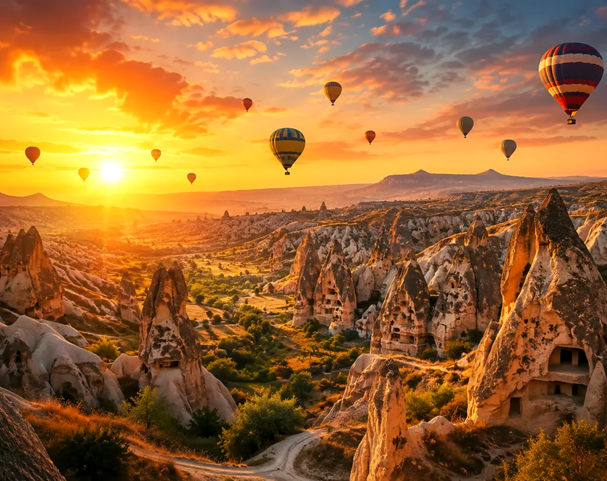 Kültür ve Miras koleksiyonu — Kapadokya'da gün doğumunda balonlar