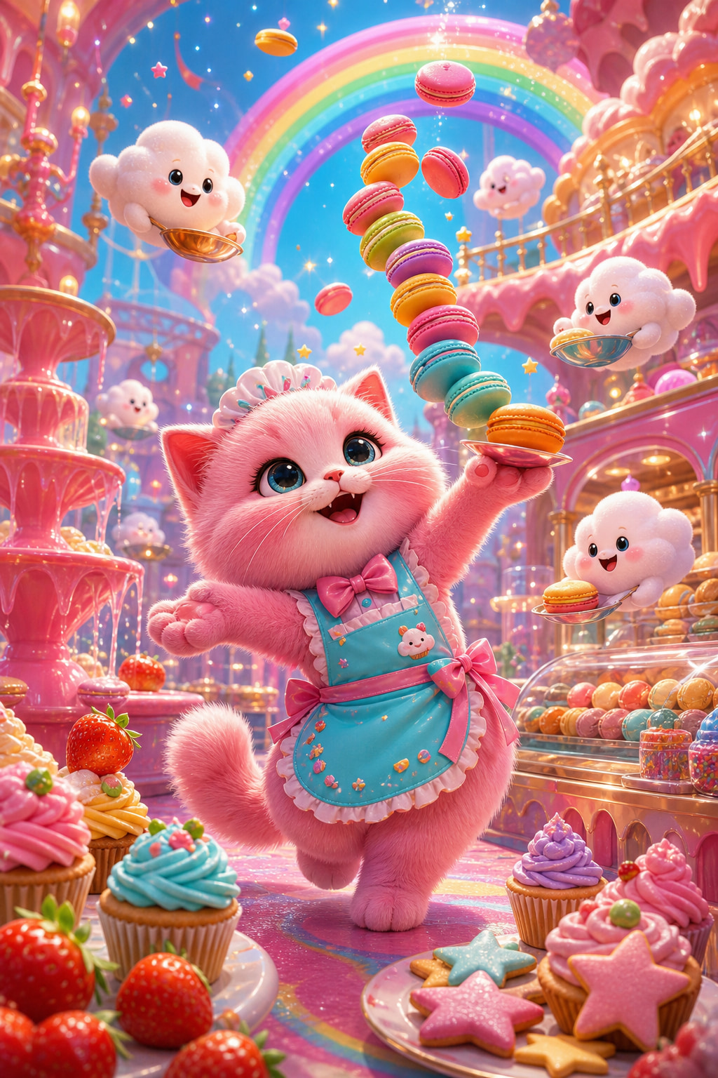 Pembe Gökkuşağı — Kids by Hi Mom cam tablo