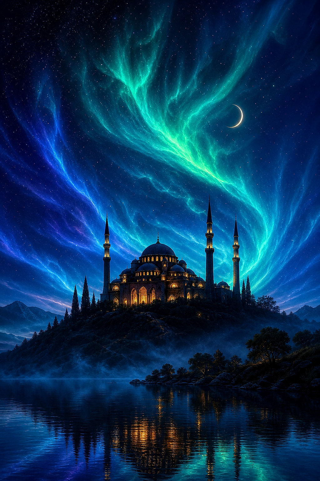 Göklerin Işığı — Maneviyat cam tablo
