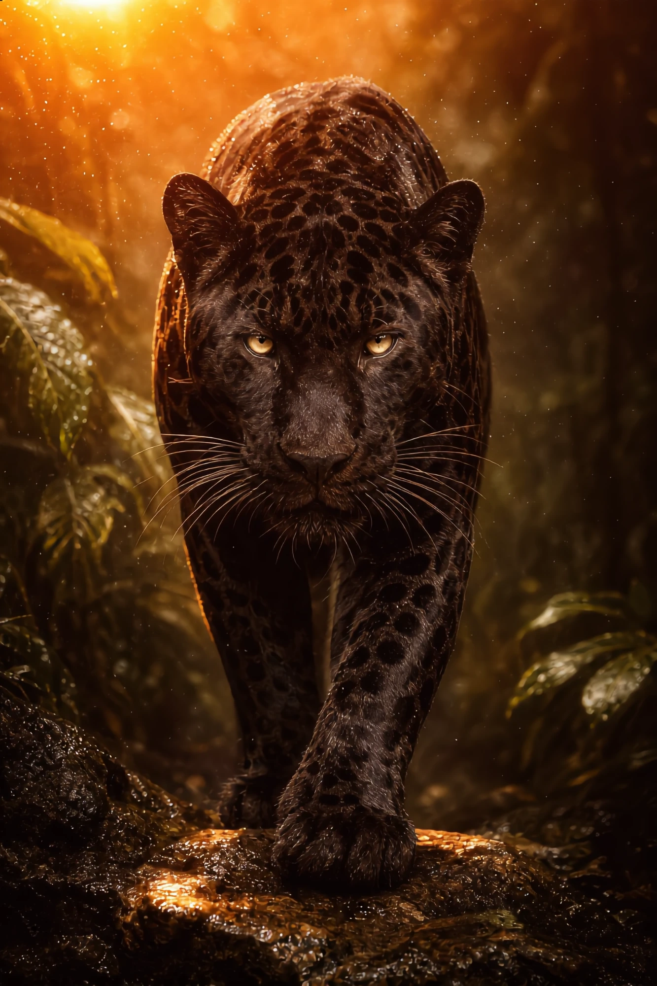 Gece Leoparı — Doğa & Yaşam cam tablo