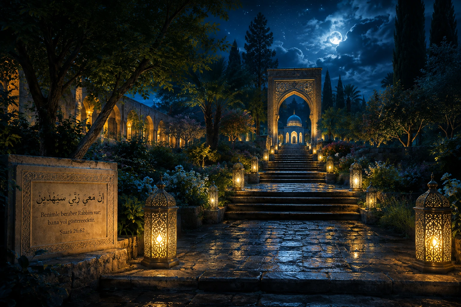 Dua Bahçesine Yolculuk — Maneviyat cam tablo