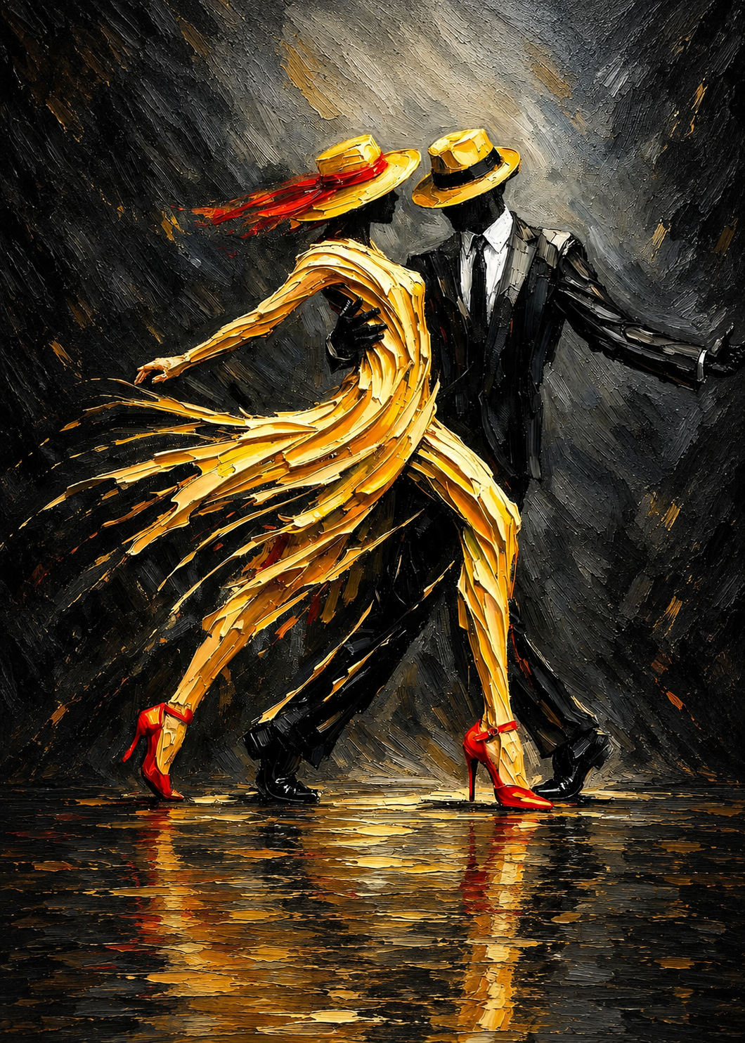 Altın Tango — Modern Sanat cam tablo