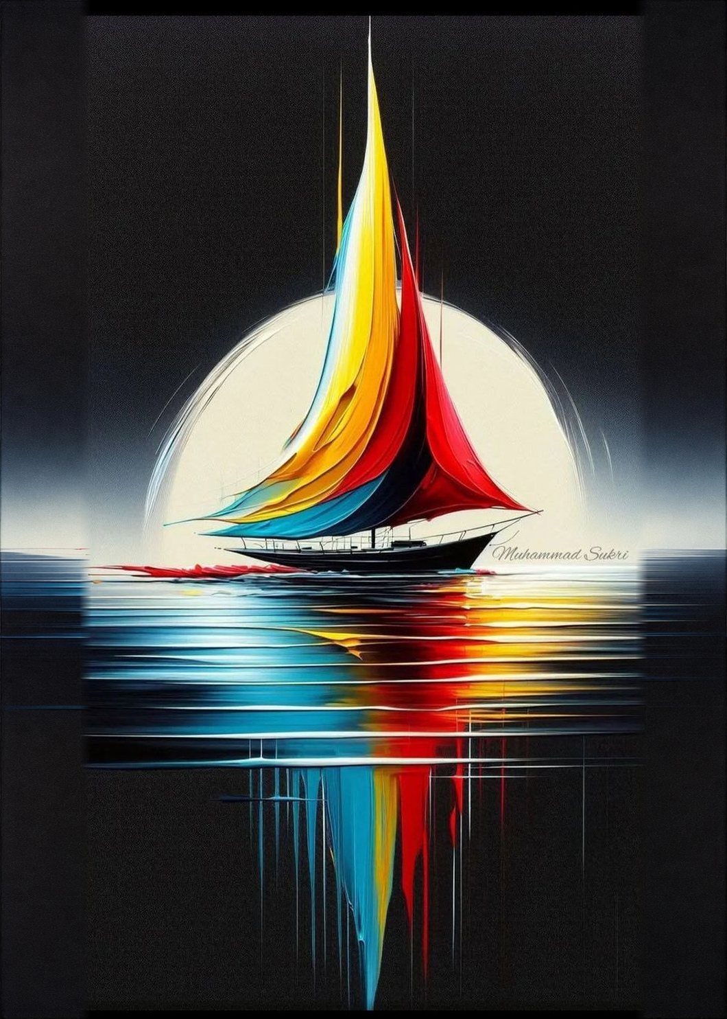 Renkli Yelken — Modern Sanat cam tablo