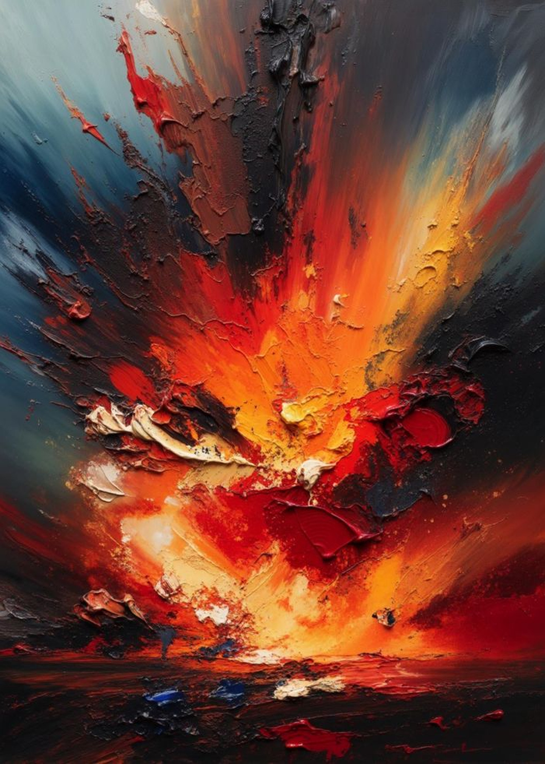 Kızıl Patlama — Modern Sanat cam tablo