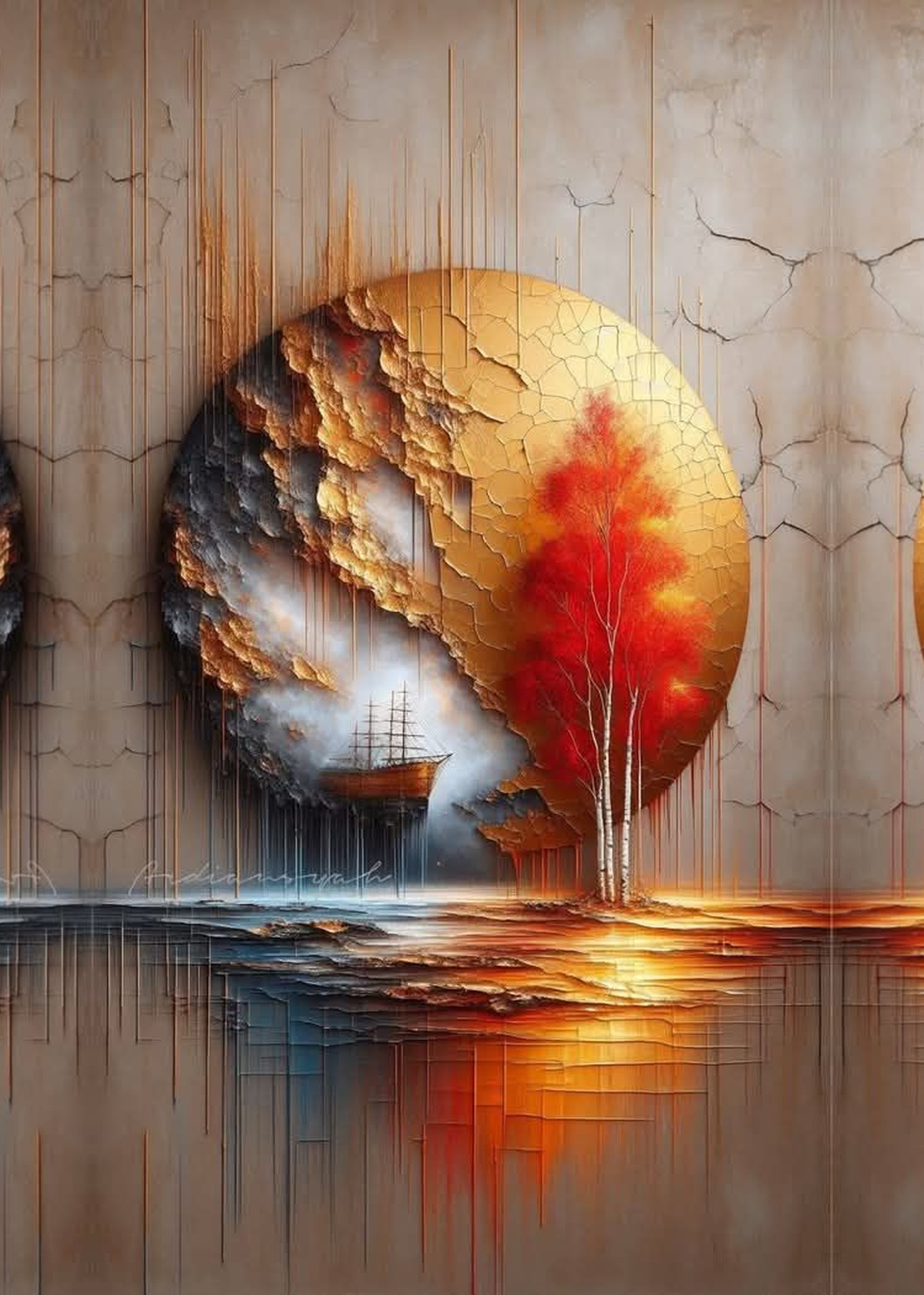 Sonbahar Küresi — Modern Sanat cam tablo