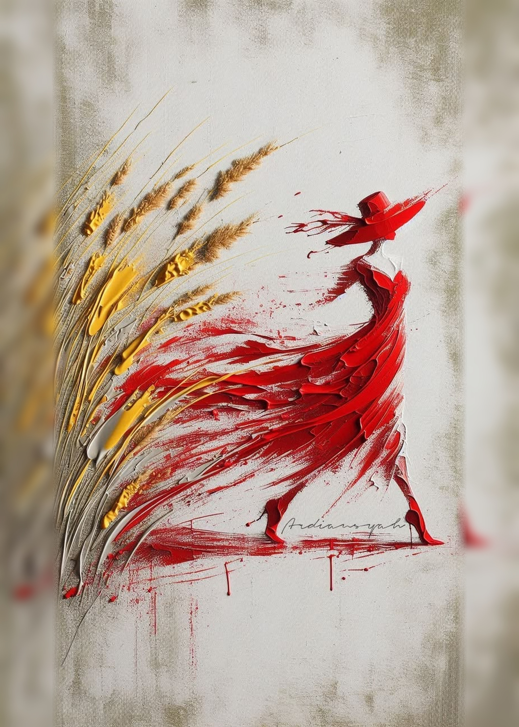 Kızıl Figür — Modern Sanat cam tablo