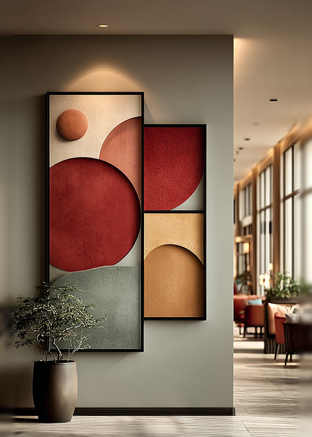 Kızıl Formlar — Modern Sanat cam tablo