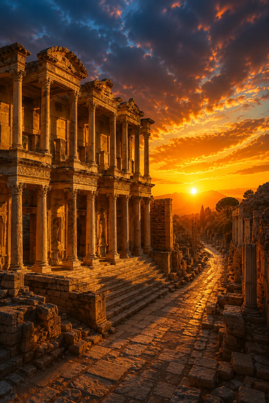 Efes’te Altın Saat — Kültür & Miras cam tablo