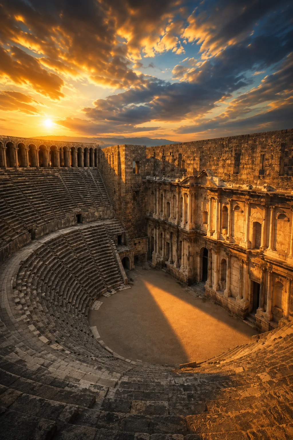 Aspendos’ta Sessiz Perde — Kültür & Miras cam tablo