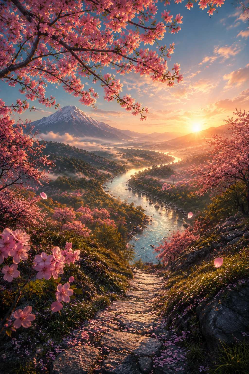 Sakura Vadisi — Doğa & Yaşam cam tablo