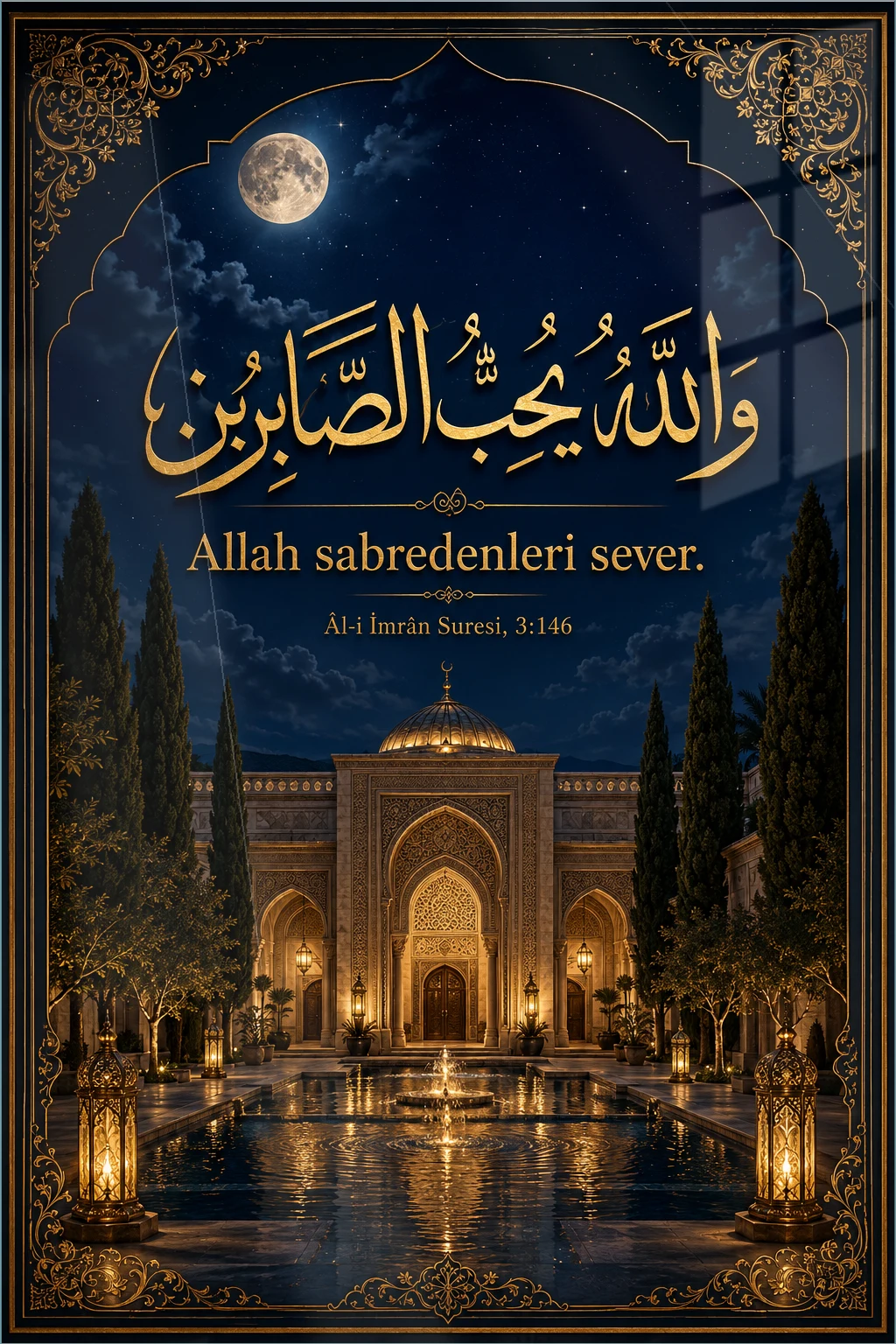Allah Sabredenleri Sever — Maneviyat cam tablo