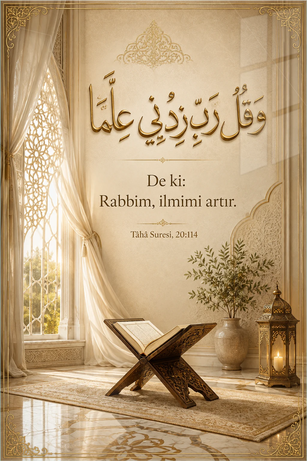 Rabbim İlmimi Artır — Maneviyat cam tablo