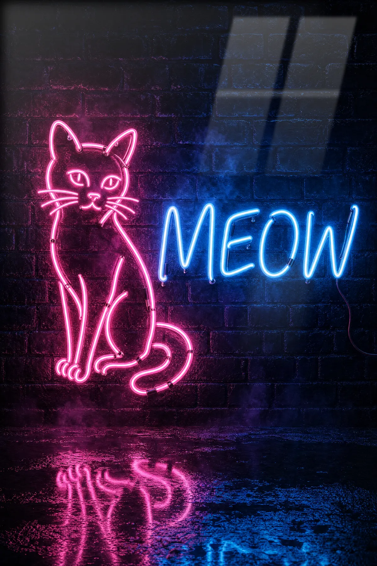 Neon Kedi — Eğlenceli cam tablo