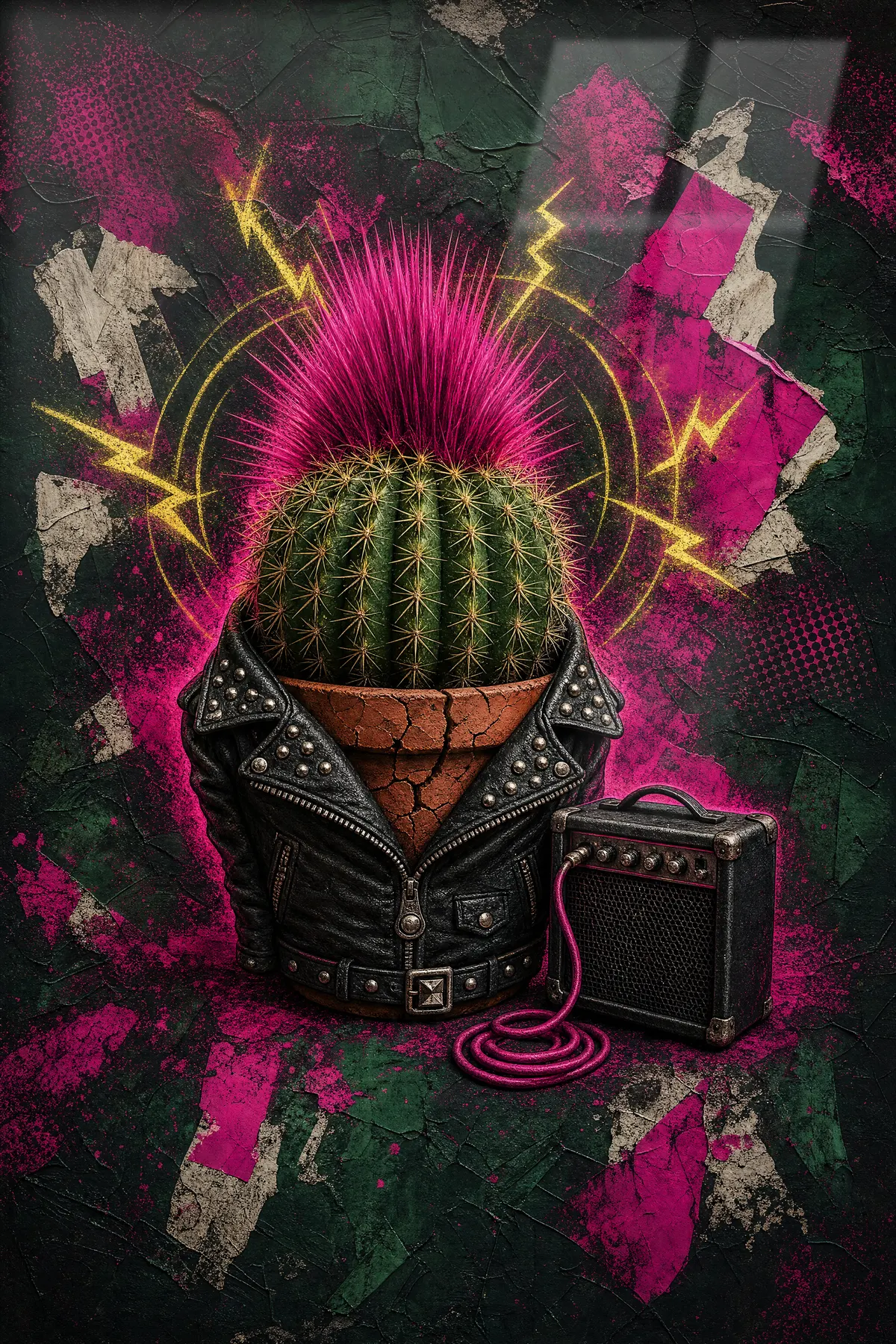 Punk Kaktüs — Eğlenceli cam tablo