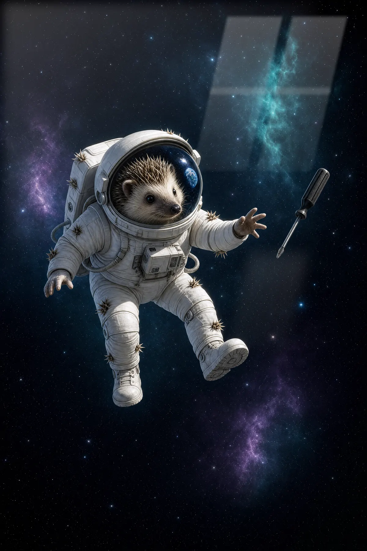 Astronot Kirpi — Eğlenceli cam tablo