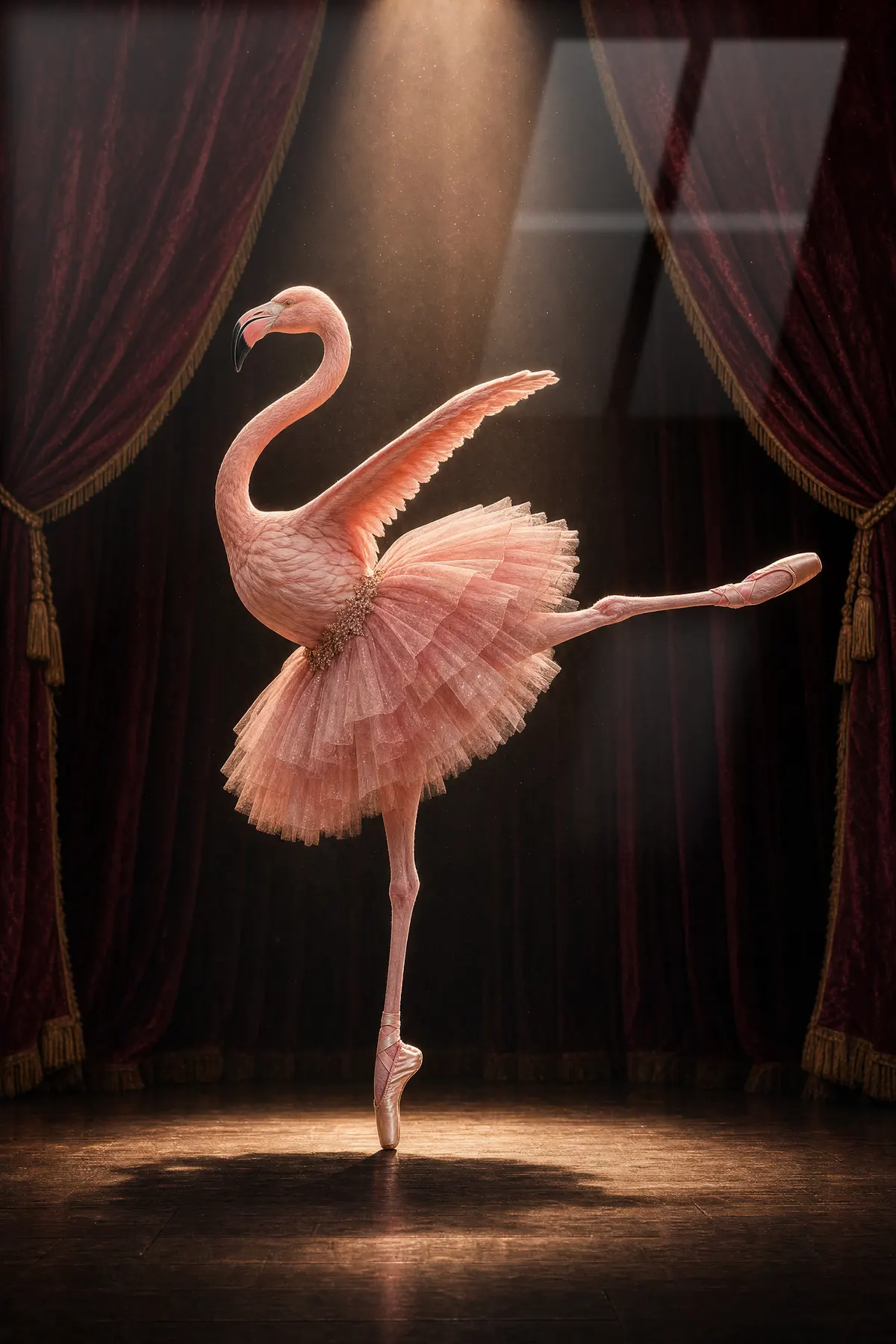 Balerin Flamingo — Eğlenceli cam tablo