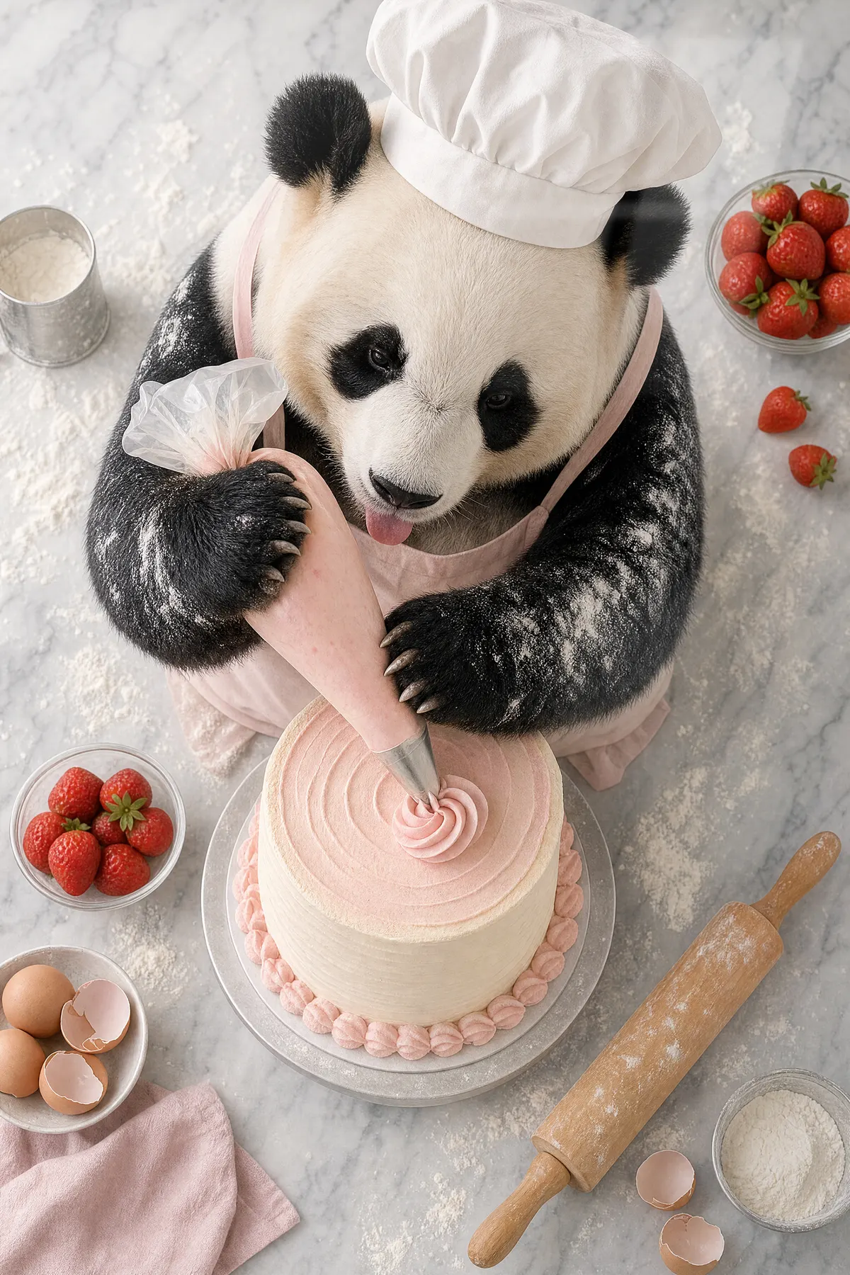 Pastacı Panda — Eğlenceli cam tablo