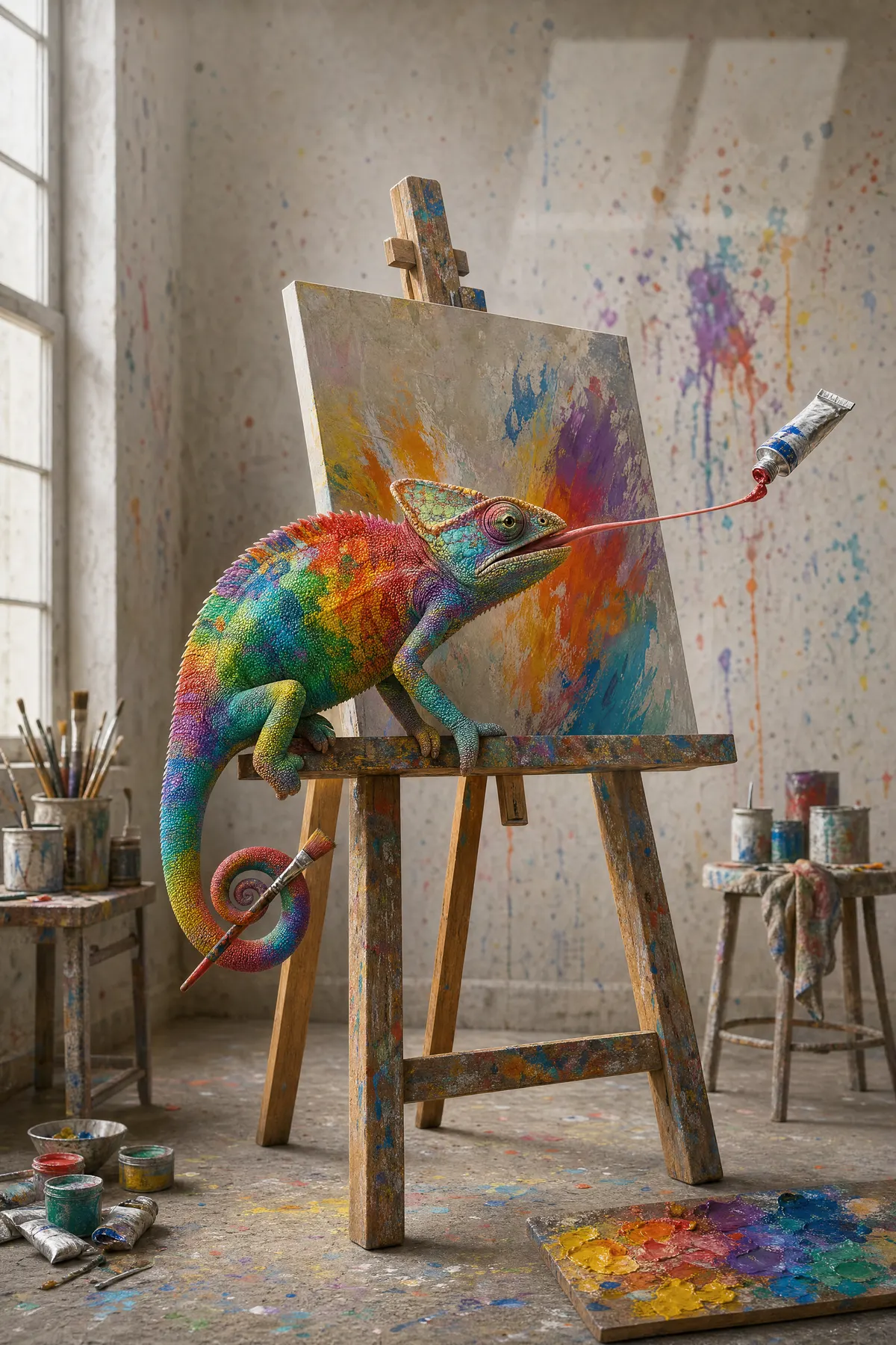 Ressam Bukalemun — Eğlenceli cam tablo