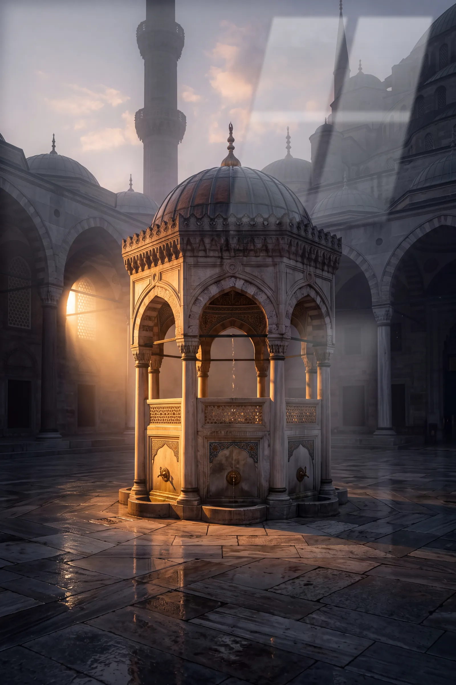 Avlunun Sabahı — Maneviyat cam tablo