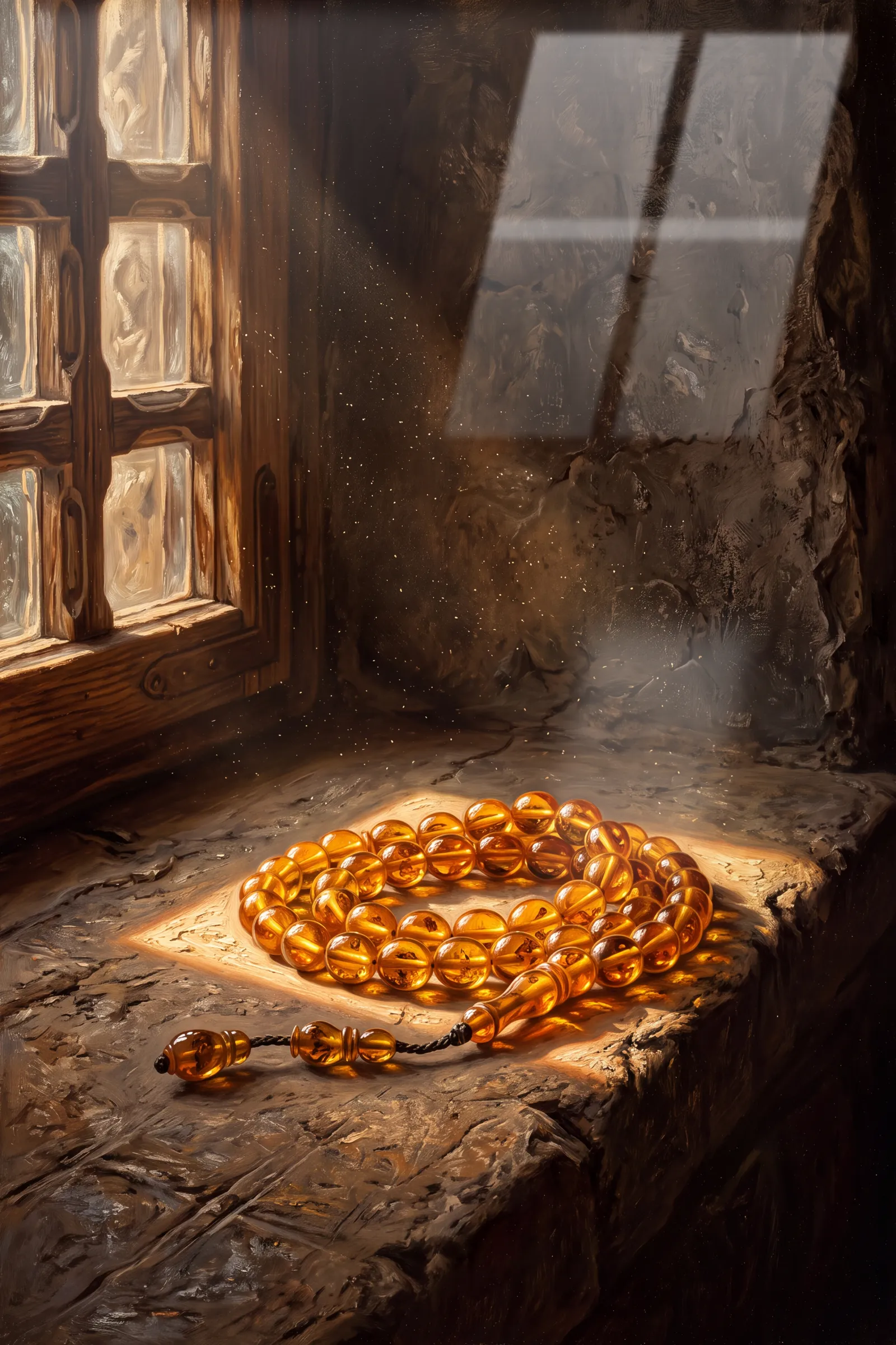 Kehribar Sükût — Maneviyat cam tablo
