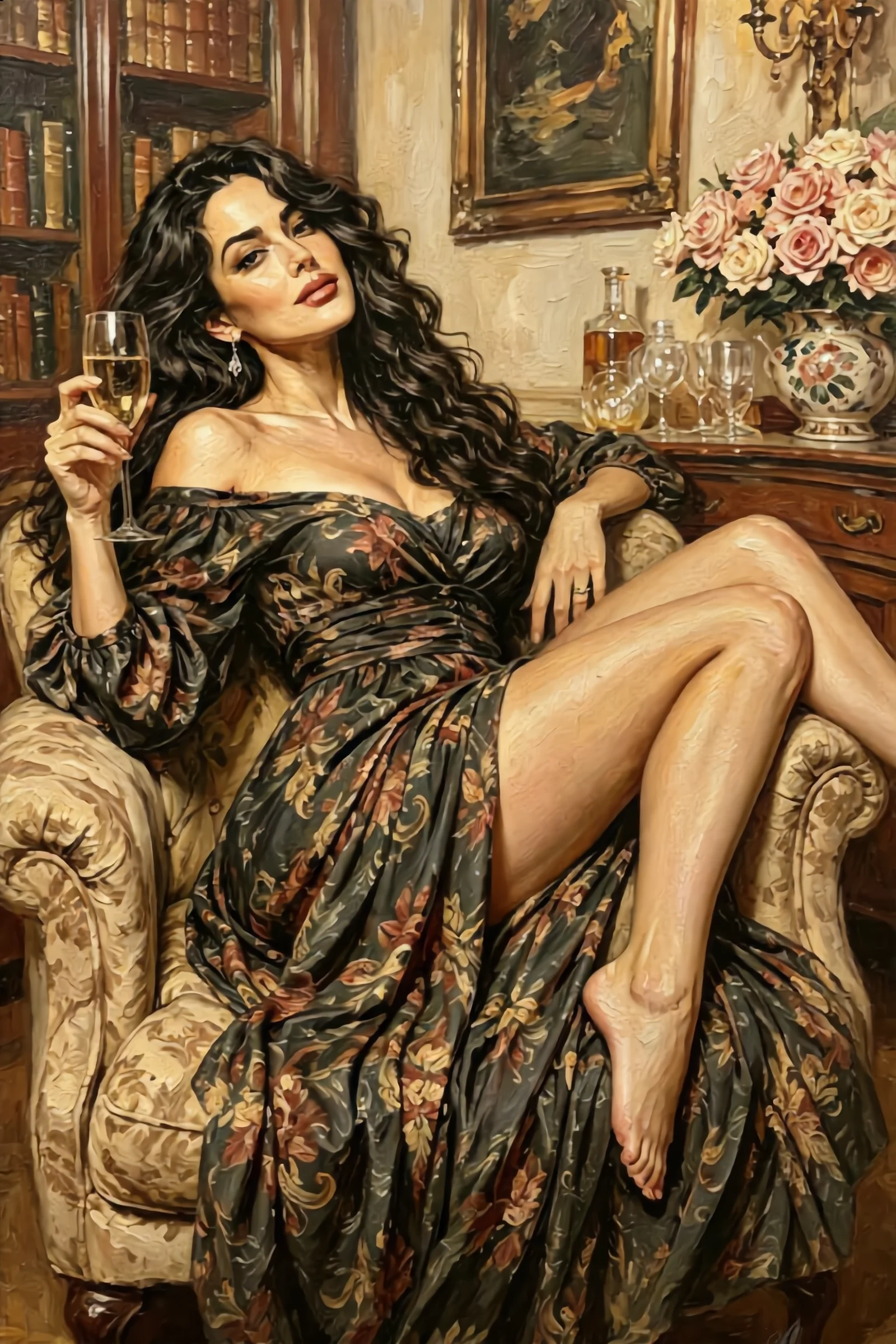 Kütüphane Zarafeti — Modern Sanat cam tablo
