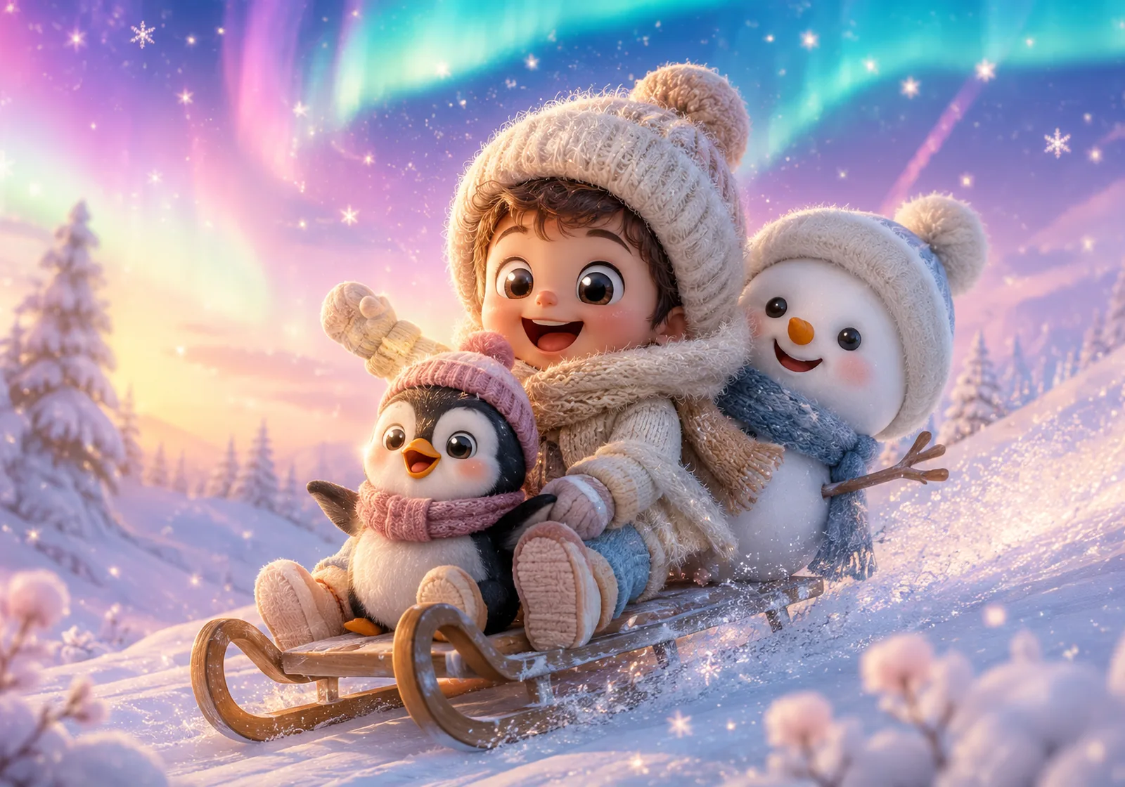 Penguenlerle Kar Şenliği — Kids by Hi Mom cam tablo