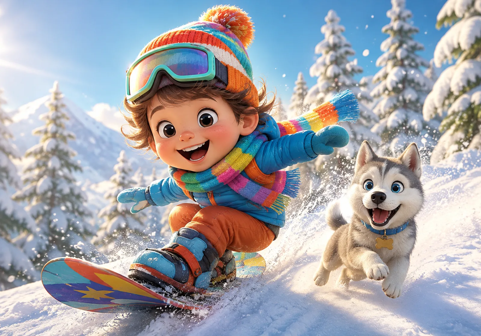 Husky ile Kar Parkuru — Kids by Hi Mom cam tablo