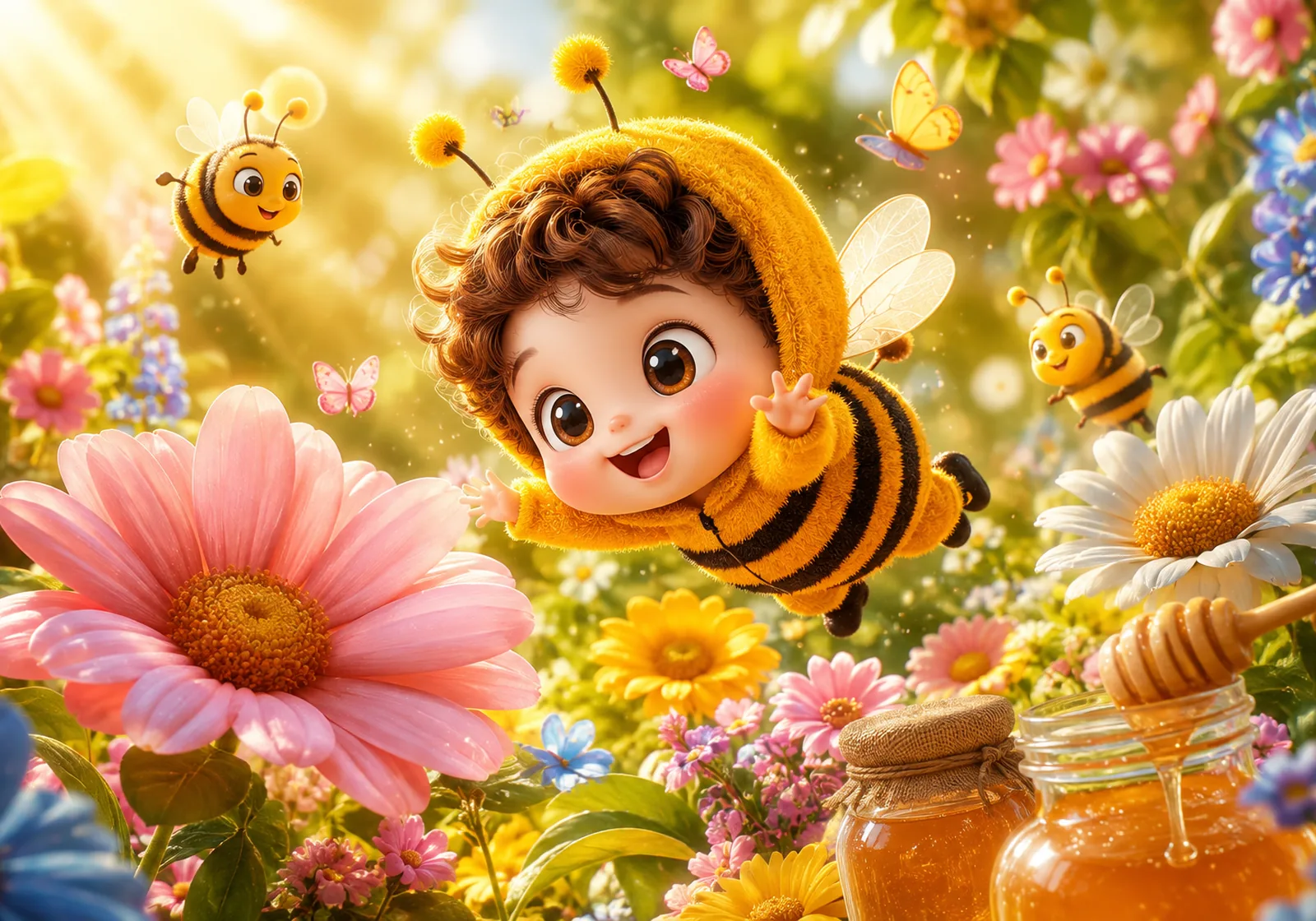 Bal Bahçesinin Neşeli Arı Kızı — Kids by Hi Mom cam tablo