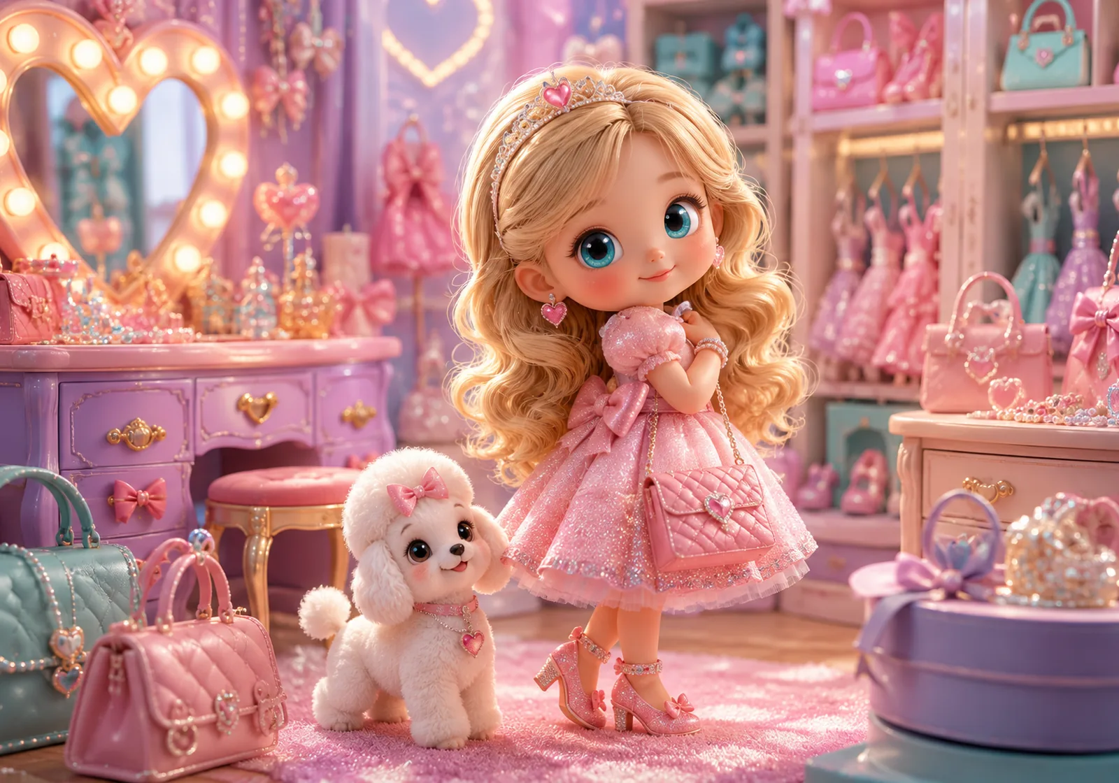 Pembe Butiğin Minik Moda Tutkunu — Kids by Hi Mom cam tablo