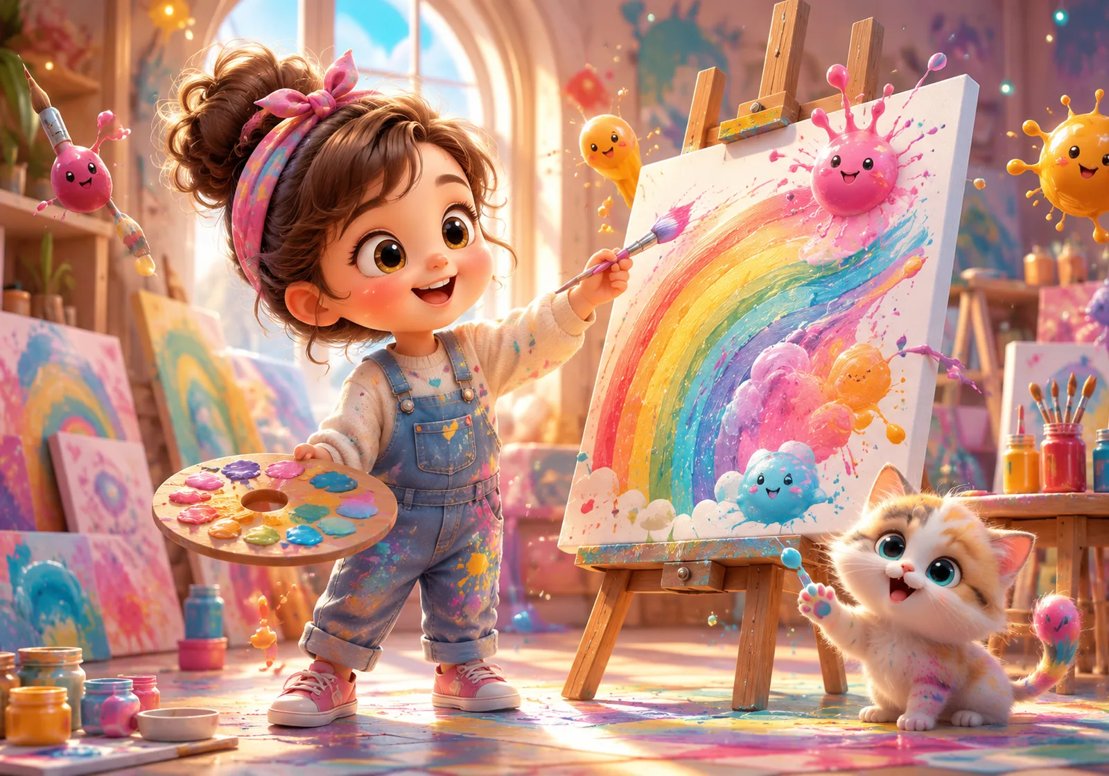 Gökkuşağını Boyayan Minik Ressam — Kids by Hi Mom cam tablo