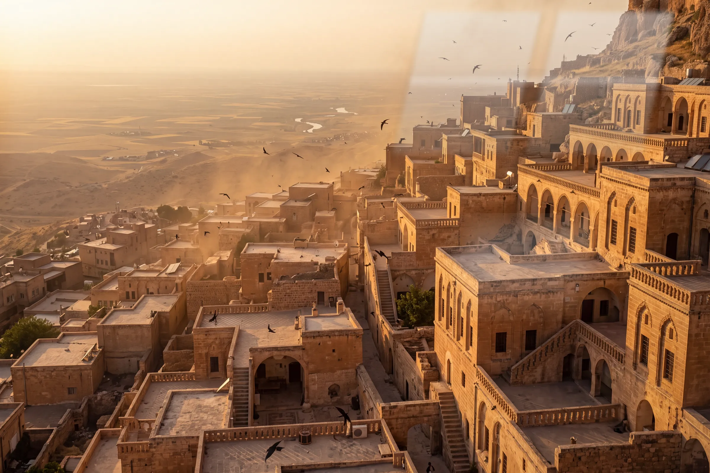 Mardin'de Bal Rengi Akşam — Kültür & Miras cam tablo