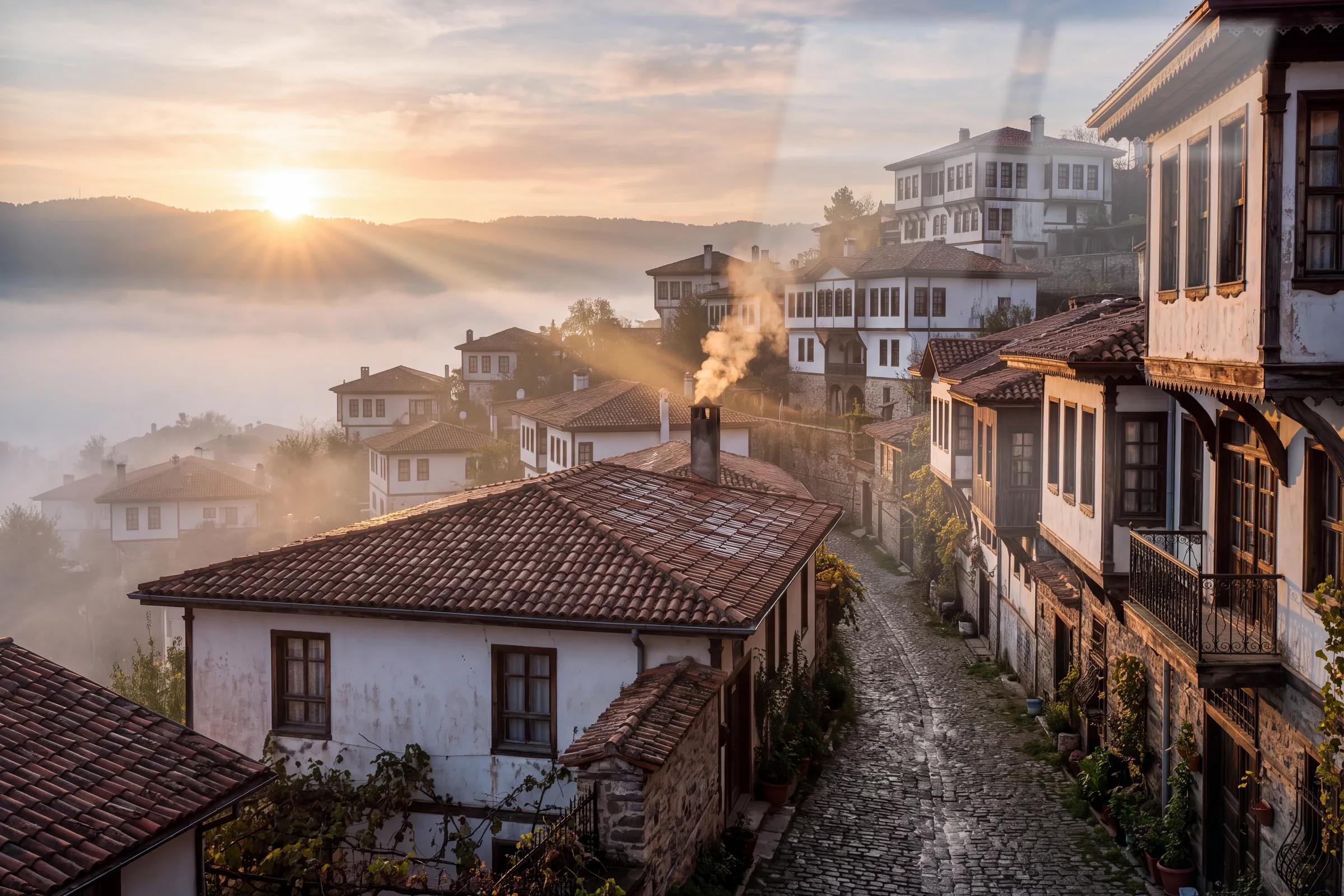 Safranbolu'da Sis Denizi — Kültür & Miras cam tablo
