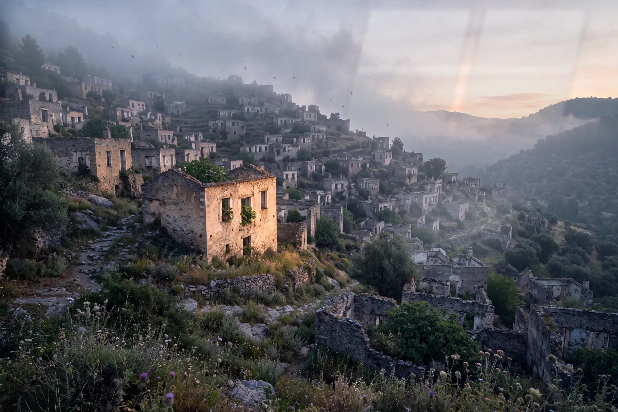 Terk Edilmiş Köyün Şafağı — Kültür & Miras cam tablo