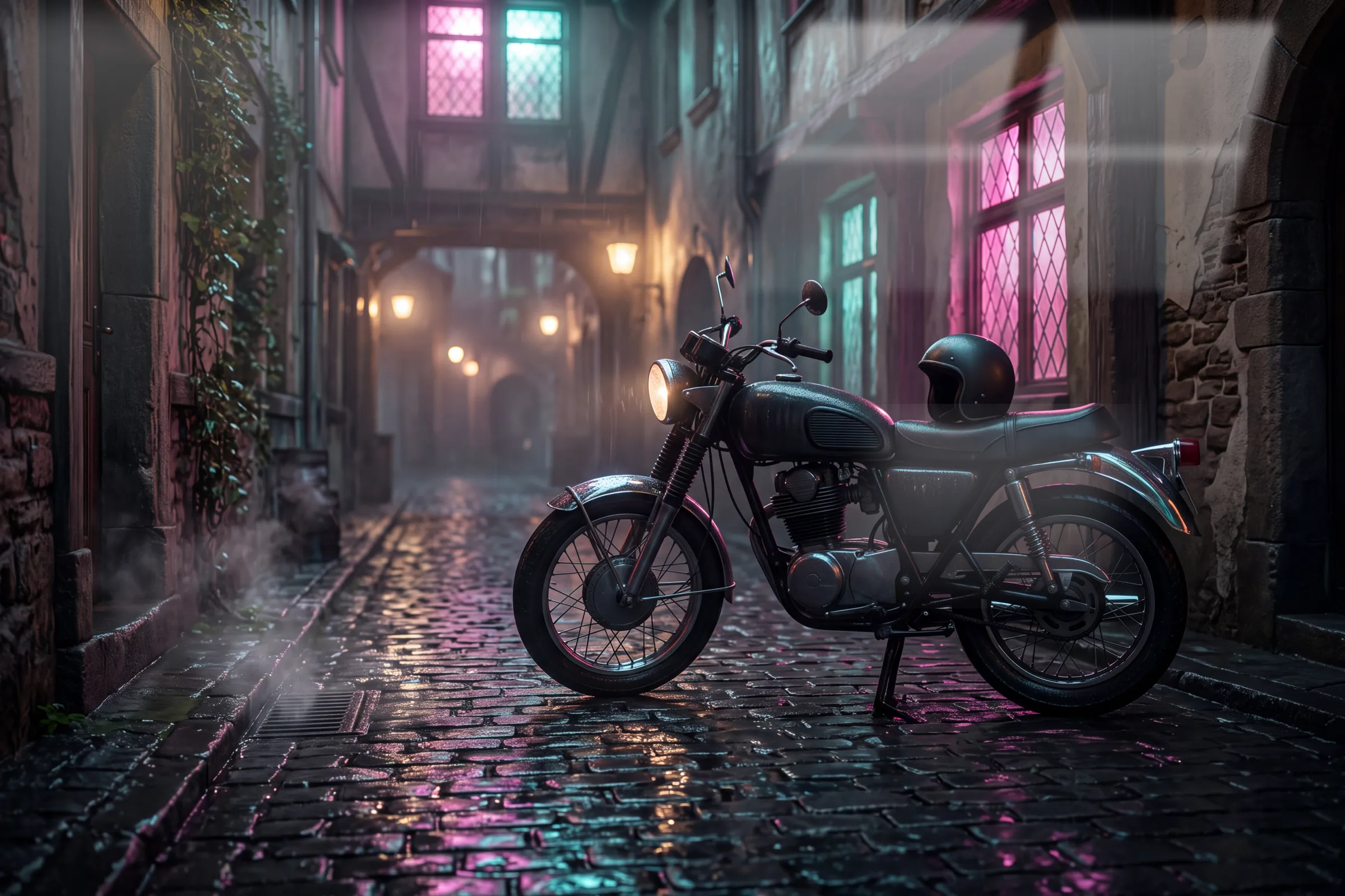 Islak Kaldırım — Motor & Tutku cam tablo