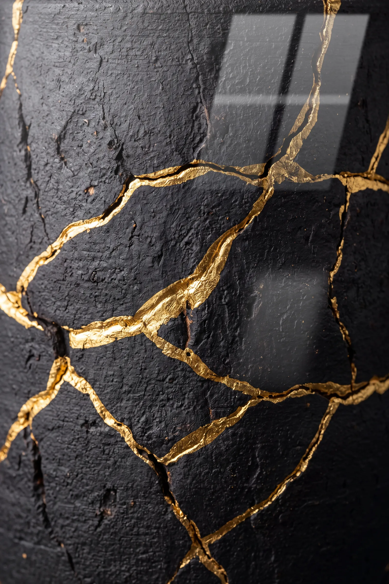 Altın Kintsugi — VV Studio cam tablo
