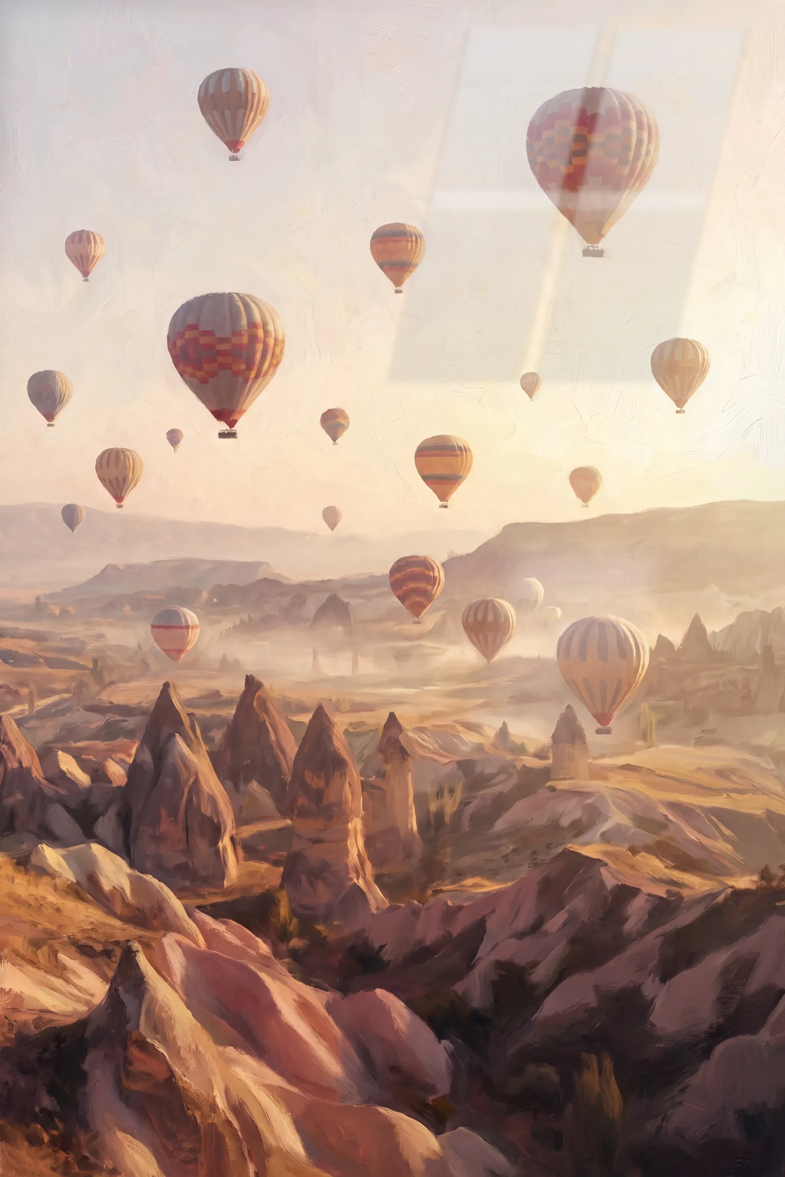 Kapadokya Sabahı — VV Studio cam tablo